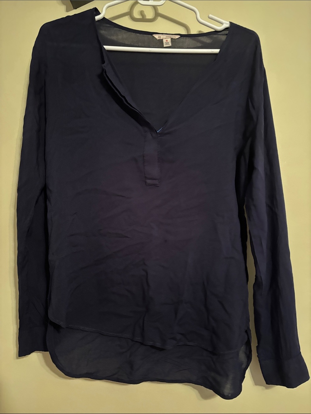 GAP Navy V-Neck Long-Sleeve Blouse